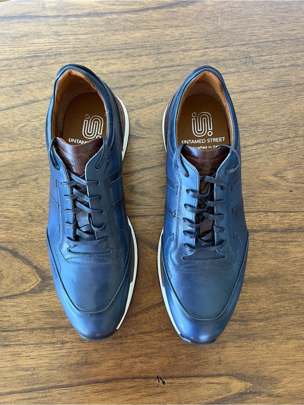 Men's Navy Leather Sneakers